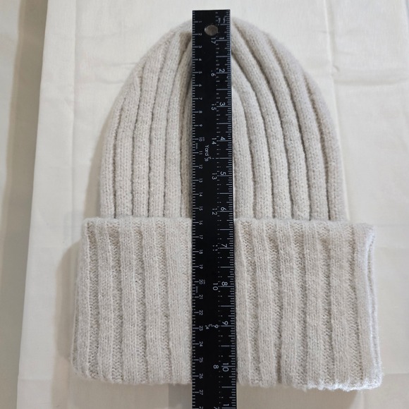 Maeve by Anthropologie Ribbed Knit Beanie Hat Light Beige - Picture 6 of 6